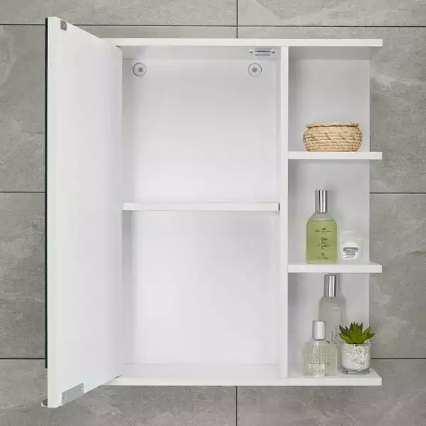 Lloyd Pascal Jaxon White Single Door Wall Cabinet With Open Shelves - Image 3
