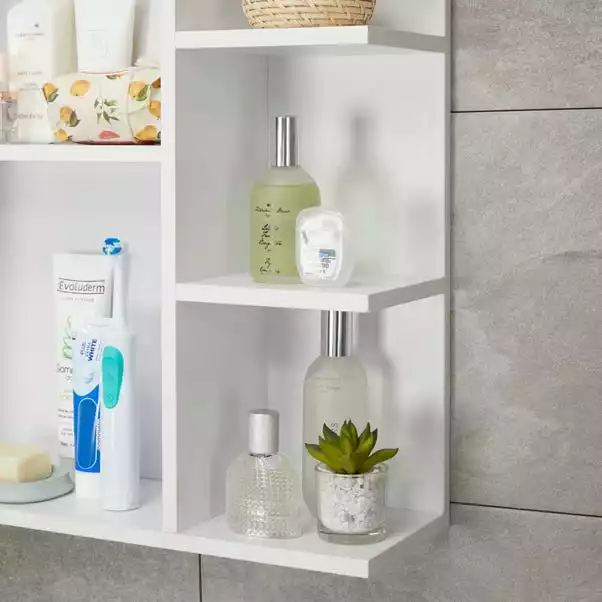 Lloyd Pascal Jaxon White Single Door Wall Cabinet With Open Shelves - Image 4