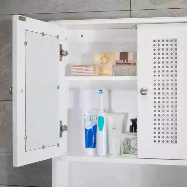 Lloyd Pascal Palermo Cane White Wall Mirror Cabinet - Image 4