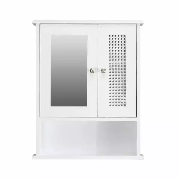 Lloyd Pascal Palermo Cane White Wall Mirror Cabinet - Image 5