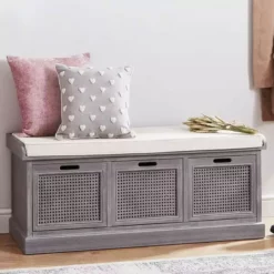 Dunelm Lucy Cane Grey Storage Bench