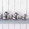 Dunelm Set Of 3 Silver Ceramic Ducks