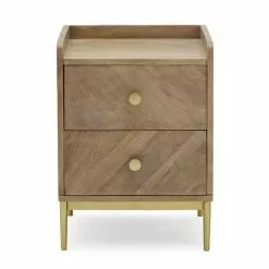 Dunelm Rumi 2 Drawer Bedside Table, Mango Wood