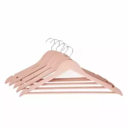 Dunelm Set Of 5 Wooden Blush Pink Coat Hangers