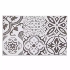 Dunelm Geo Tile Grey Bath Mat