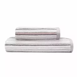 Dunelm Heavenly Hummingbird Blush Stripe Towel
