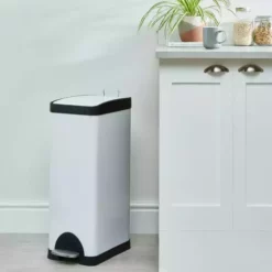 Dunelm White Gloss 30L Slim Bin