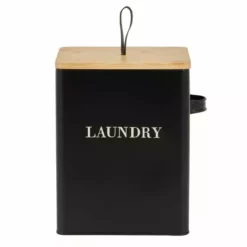 Dunelm Matt Black Wooden Laundry Caddy