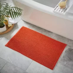Dunelm Orange Mini Bobble Bath Mat