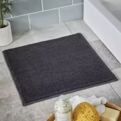 Dunelm Charcoal Mini Bobble Shower Mat