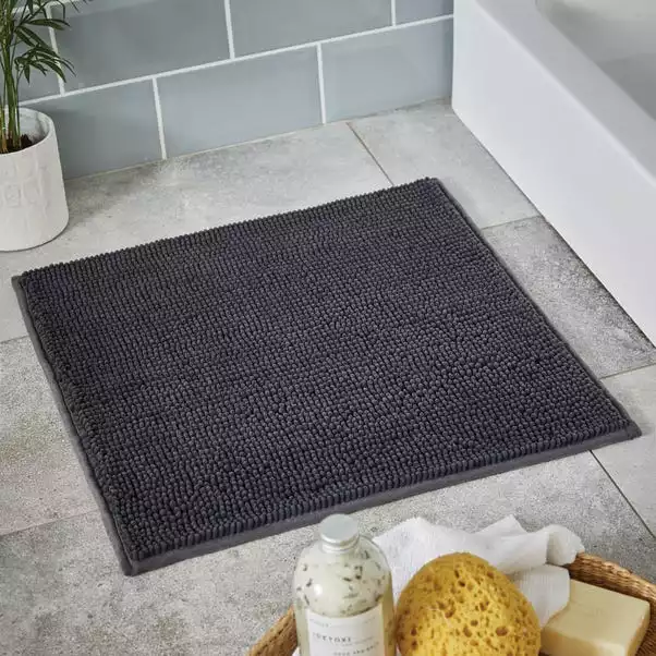 Dunelm Charcoal Mini Bobble Shower Mat