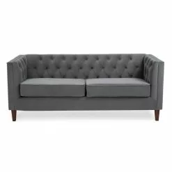 Kyoto Leah Velvet Chesterfield 3 Seater Sofa