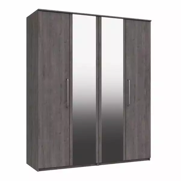 One Call Furniture Parker 4 Door Wardrobe, Mirrored - Image 2
