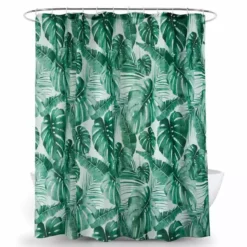 Dunelm Tropical Leaf Green Shower Curtain