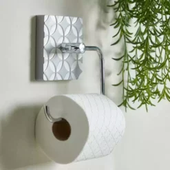 Dunelm Geo Tile Grey Toilet Roll Holder