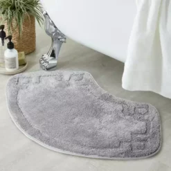 Dunelm Luxury Cotton Oval Silver Bath Mat