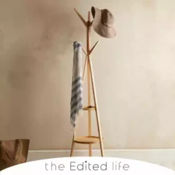 The Edited Life Ash Wood Coat Stand With Shelves