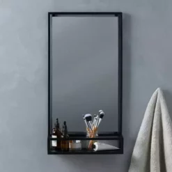 Dunelm London Matt Black Bathroom Mirror And Shelf