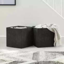 Dunelm Set Of 2 Grey Foldable Cord Storage Boxes