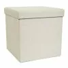 Dunelm Foldable Cream Cube Ottoman