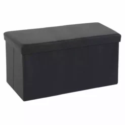 Dunelm Foldable Ottoman Faux Leather Black