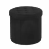 Dunelm Round Black Faux Leather Shoe Ottoman