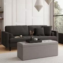 Dunelm Oswald Faux Wool Buttoned Ottoman Bench