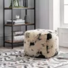 Dunelm Faux Cow Hide Black Pouffe