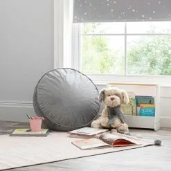 Dunelm Kid's Isla Circle Pouffe Light Grey