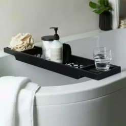 Dunelm Geo Tile Black Bath Rack