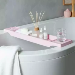 Blush Bamboo Bath Rack
