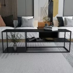 Dunelm Long Black Coffee Table Shelving Unit