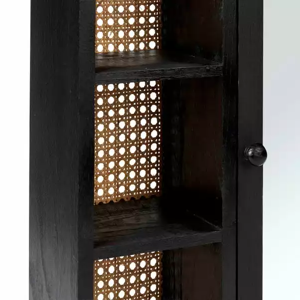 Dunelm French Cane Black Mirror Cabinet - Image 4