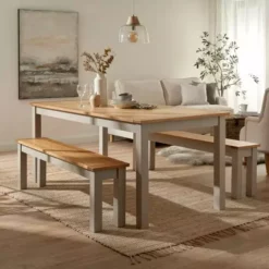 Dunelm Clifford Large Dining Bench Set