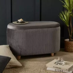 Dunelm Florence Velvet Ottoman