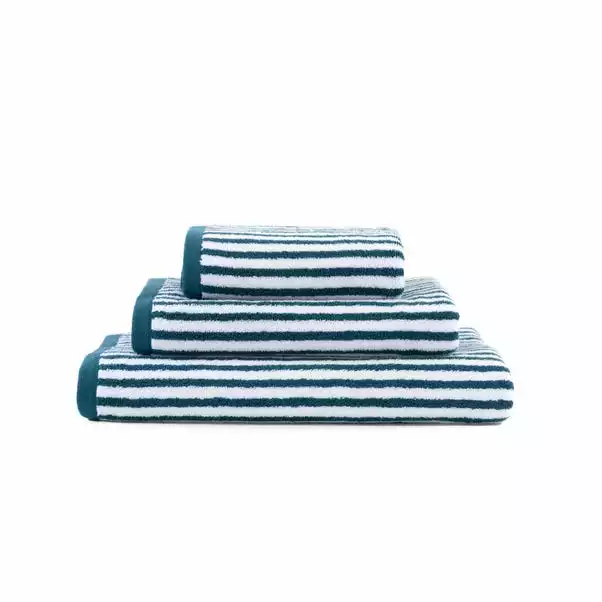 Dunelm Fuscia And Peacock Striped Towel - Image 4