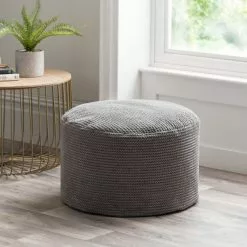Dunelm Jenson Charcoal Waffle Pouffe