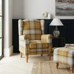Dunelm Oswald Check Wingback Armchair