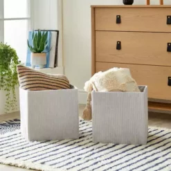 Dunelm Set Of 2 Corduroy Folding Boxes