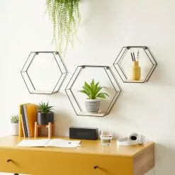 Dunelm Hexagon Shelving Set Of 3 Black