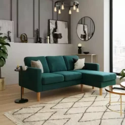 Dunelm Jacob Velvet Small Corner Chaise Sofa