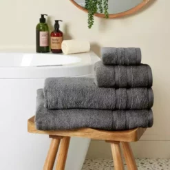 Dunelm Organic Cotton Charcoal Towel