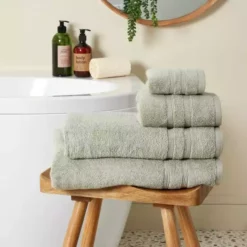 Dunelm Organic Cotton Sage Towel