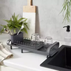 Dunelm Compact Extendable Dish Drainer Grey