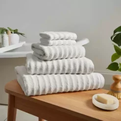 Dunelm Ribbed Towel White