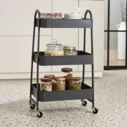 Dunelm Grey 3 Tier Metal Trolley