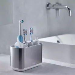 Joseph Joseph EasyStore Steel Toothbrush Caddy Large White