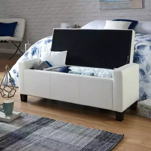 GFW Verona PU Leather Ottoman Bench White - Image 3