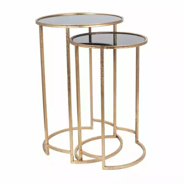 Pacific Lifestyle Pacific Veneziano Set Of 2 Nest Of Tables, Iron & Glass - Image 6