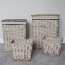 JVL Arianna Willow Set Of 4 Laundry Baskets & Bins